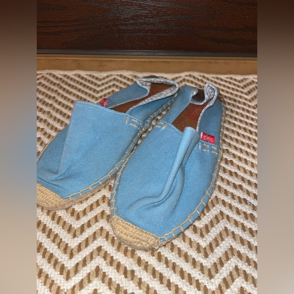 Drilleys size 37 blue espadrilles with brown suede on the back